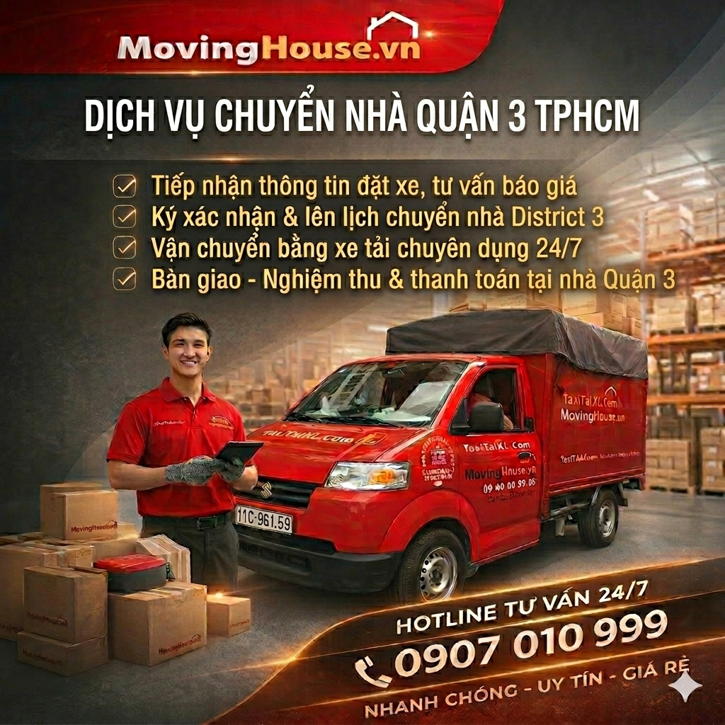 Dịch vụ chuyển nhà quận 3 chuyên nghiệp cùng Moving House